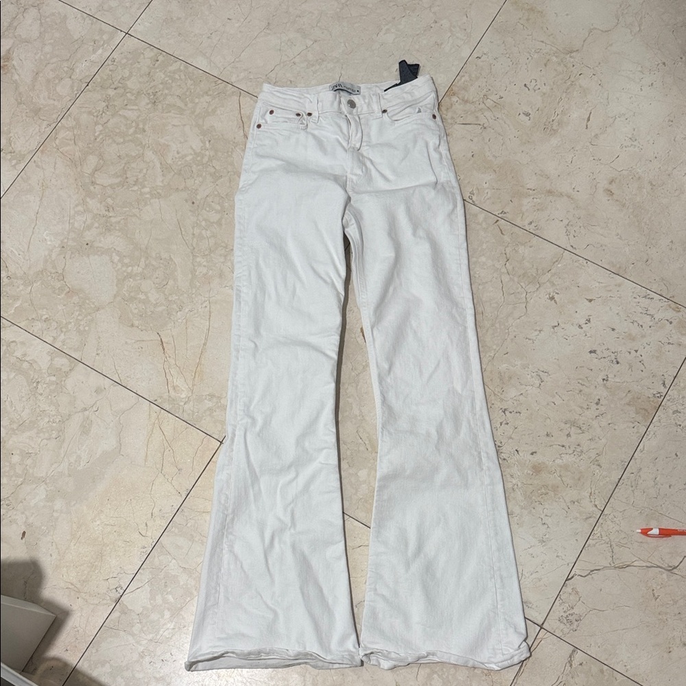 Zara Women's White Flare Jeans